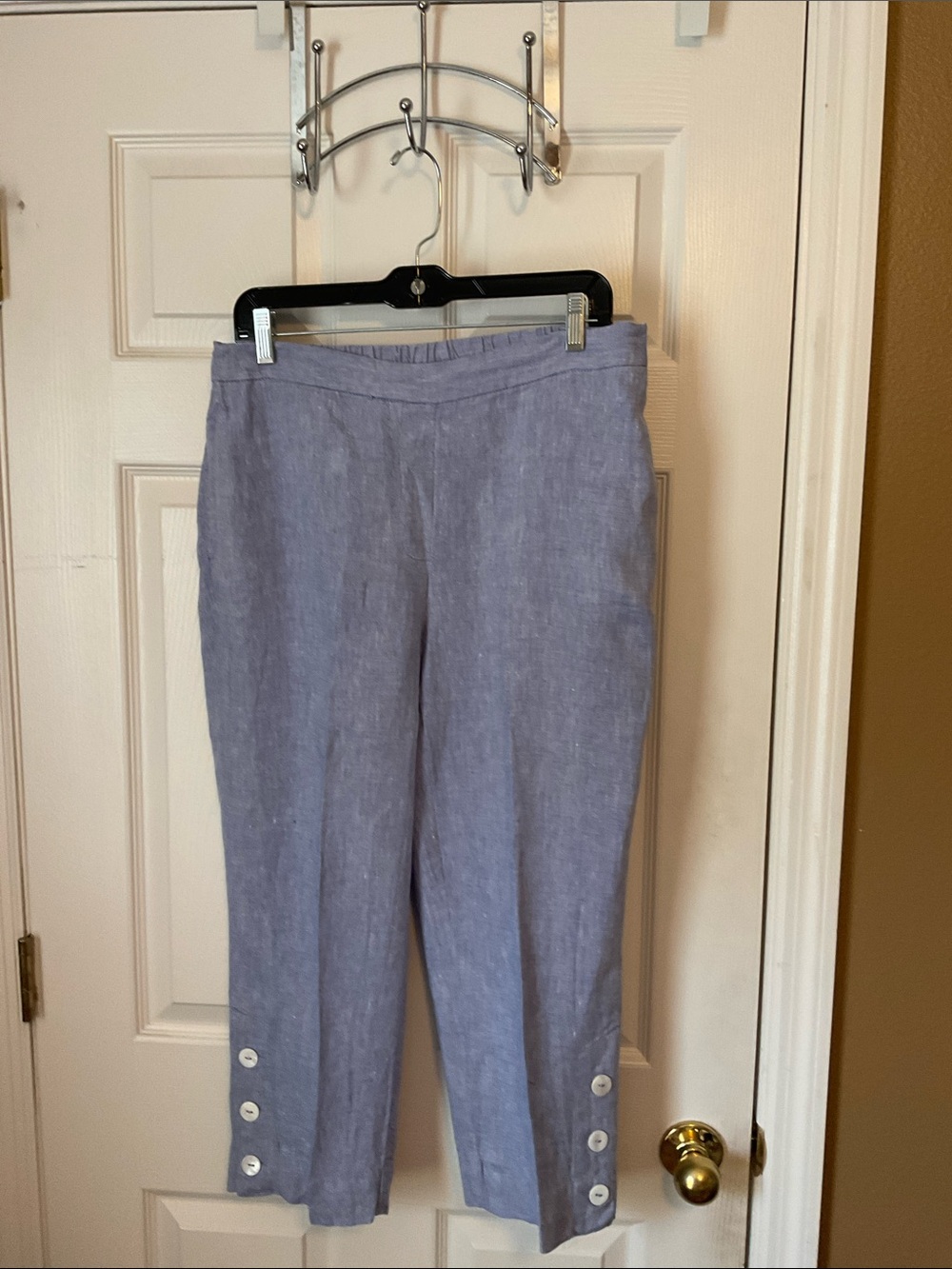 Chico’s Women’s 100% Linen Cropped Ankle Coastal Chambray Pants Size 0.5 (4-6)